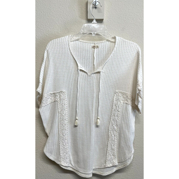 Hollister Women's Waffle Knit Blouse Size XS Short Dolman Sleeve - Picture 8 of 9
